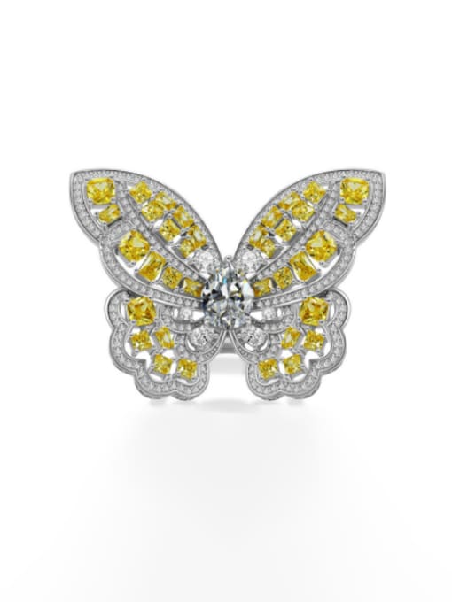 Yellow [R 1115] 925 Sterling Silver Cubic Zirconia Butterfly Luxury Band Ring